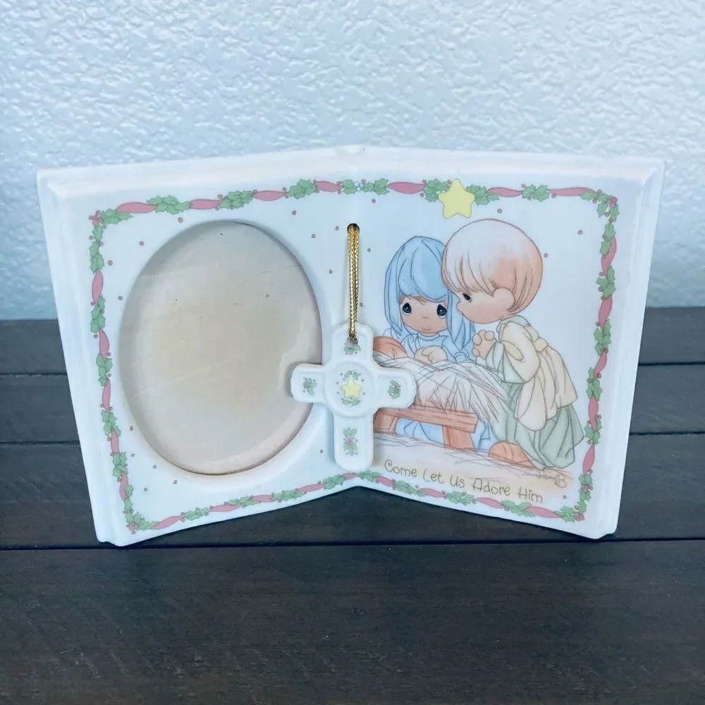 Precious Moments Christmas Nativity Porcelain Cross Charm Picture Frame